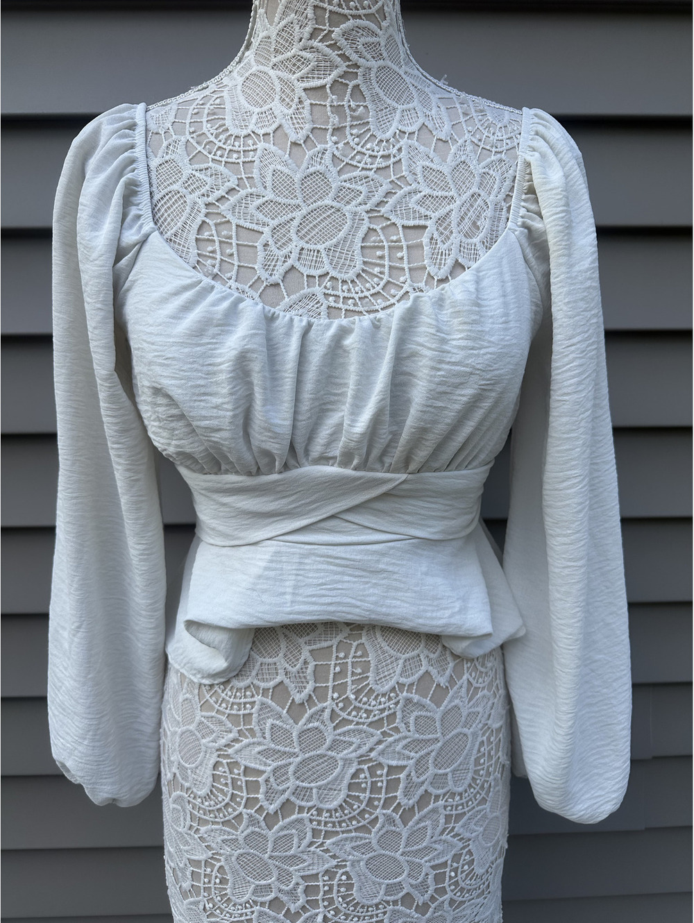 Altar'd State White Puff Sleeve Peplum Crop Top Fairycore Blouse